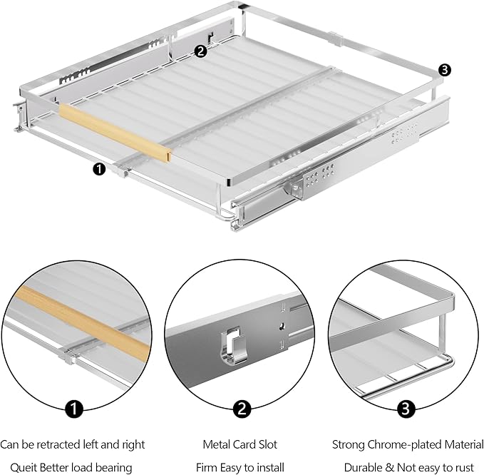 SANNO Pull Out Cabinet Organizer, Slide Out Drawers for Kitchen Cabinets, Expandable 12.1“ to 18.4" W fit for most cabinets