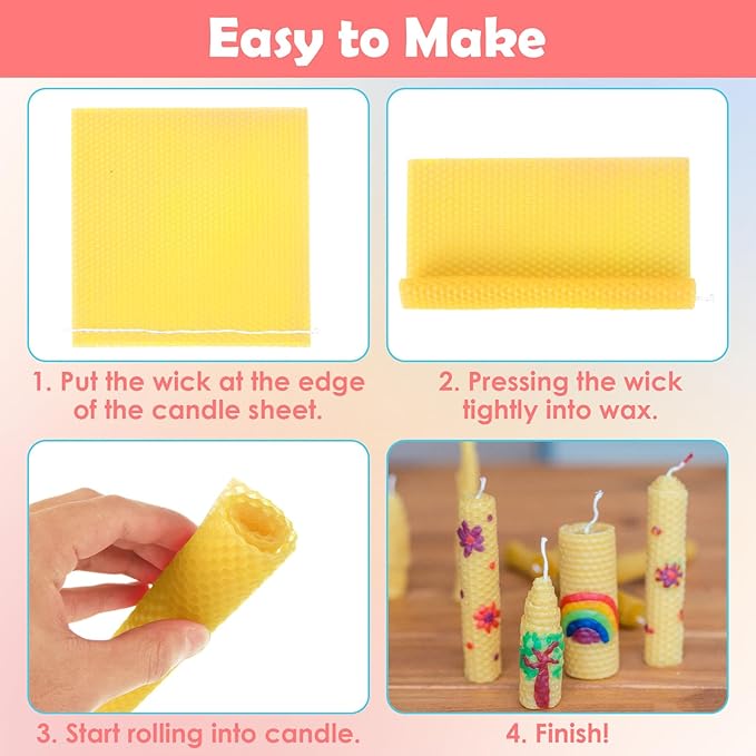 8x8 Inch Beeswax Sheets for Candle Making, 21 PCS Beeswax Candle Making Kit for Adults, 7 Macaron Colors Beeswax Honeycomb Sheet with Cotton Wick for DIY Craft Gift