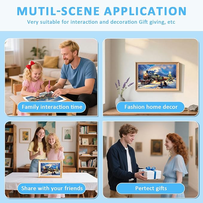 Skyboda Christmas Diamond Art Kits for Adults Beginners, Christmas Train Diamond Painting Kits for Adults,5D Full Drill DIY Diamond Dot Gem Art Kit Wall Home Decor Arts Craft 12x16 inch