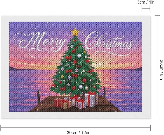 AIVKIEJK Diamond Painting Kits for Adults - Merry Christmas Coastal Winter Beach Painting DIY 5D Full Drill Diamond Dots Paintings with Diamonds Gem Art and Crafts Home Decor 8"x12"