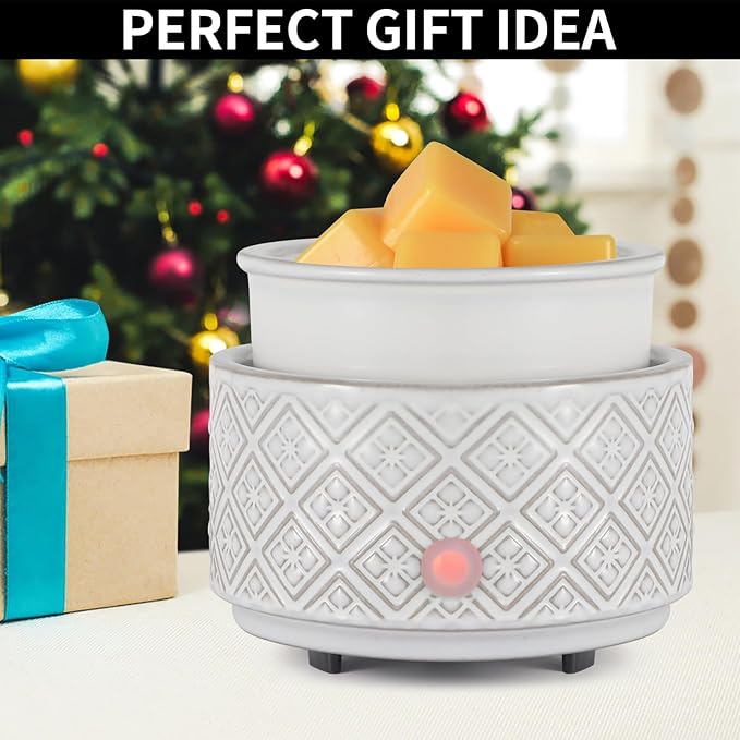 mocosa Wax Melt Warmer for Scented Wax,3-in-1Ceramic Wax Warmer Fragrances Candle Oils, Home Fragrance Burner,Electric Candle Warmer for Mom Women(White)