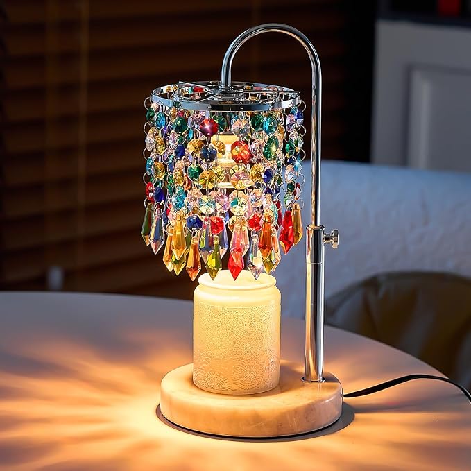 Candle Warmer Lamp with Timer Dimmer and 3 Bulbs, Lamp Candle Warmer with Marble Base,Wax Melt Warmer for Jar Candles, Birthday Gifts for Women Mom, House Warming Gifts New Home Decor (multicolor)