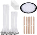 200 PCS Candle Making Kit with Soy Wax – Includes 100pcs 6-Inch and 100pcs 4-Inch Candle Wicks, 100 Wick Stickers, 100 Wick Holders, and 4 Wooden Centering Devices for DIY Candle Making