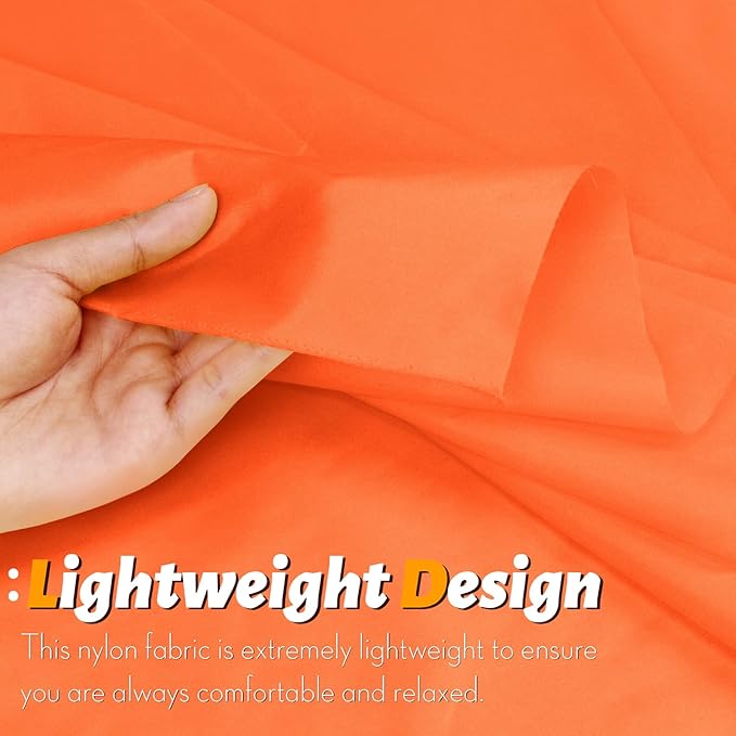 Vonty Waterproof Ripstop Nylon Fabric - 60 Inch Wide (1 Yard), Orange, Lightweight, Tear-Resistant, Easy-to-Sew, Waterproof Coating for Tent Bag Tarp DIY Craft Travel Outdoor