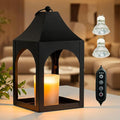 Candle Warmer Lamp with Timer, Dimmable Vintage Lantern for Large Jar Candles, Top-Down Electric Candle Lamp Warmer with 2 Bulbs, Safe for Children & Pets, Hanging Black Home Decor Gift