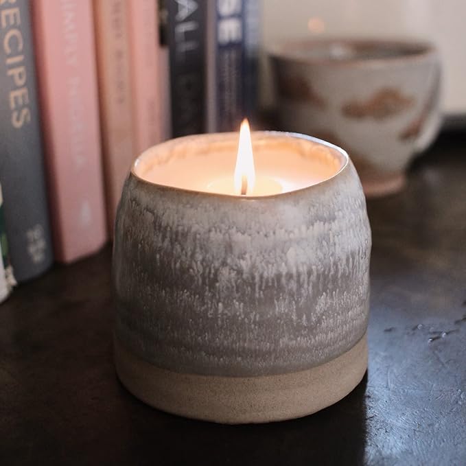 Hyggelight - The Growing Candle, Mint & Eucalyptus Scented, 10oz Ceramic Pot, Aromatherapy Candles, 100% Soy, Greta