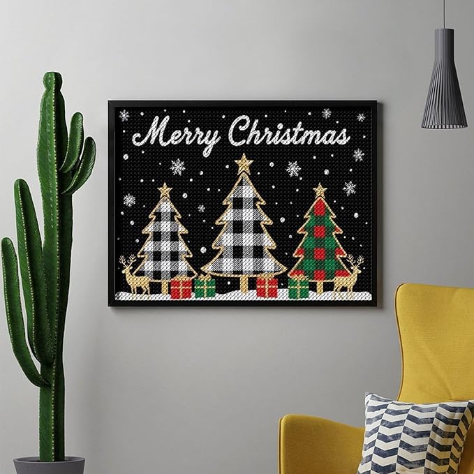 AIVKIEJK Diamond Painting Kits for Adults - Merry Christmas Tree Holiday Painting DIY 5D Full Drill Diamond Dots Paintings with Diamonds Gem Art and Crafts Home Decor 12"x16"