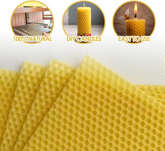 30Pcs Beeswax Sheets for Candle Making, Natural Wax Foundation for Bee Frames, DIY Candle Making Kit, Bees Wax Sheets for Beehives Honey (16.34 x 7.68inch)