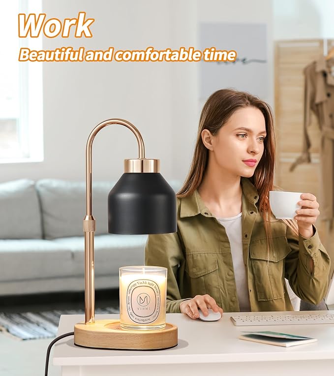 MEIXISUE Candle Warmer Lamp with Dimmer and Timer,Home Decor Lamp for Scented Jar,Electric Wax Melt Warmer,Mother's Day/Birthday/Christmas Gifts for Mom/Wife,Adjustable Height,with 2 Bulbs
