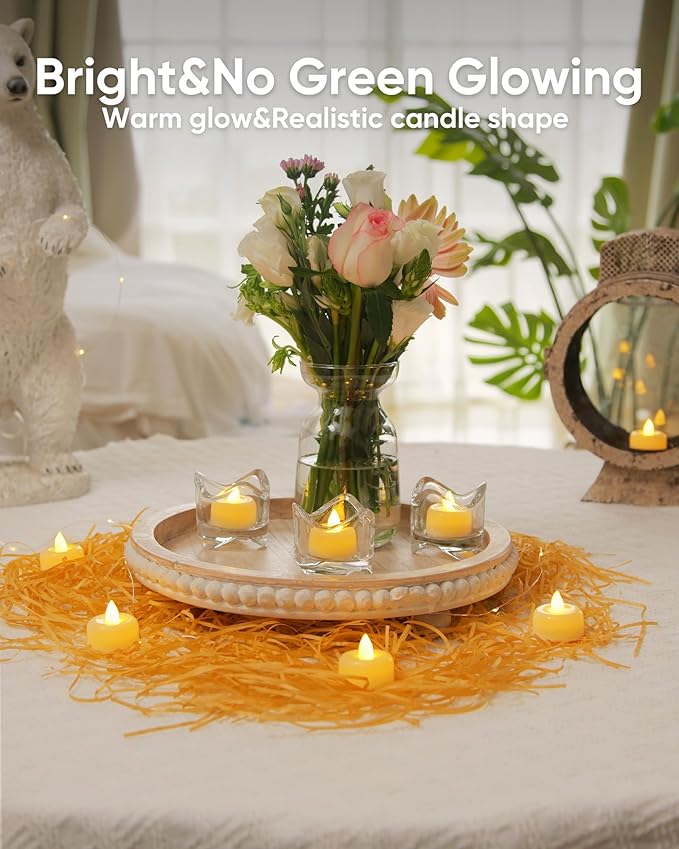 Amagic 12/24/50/100/150 Pack Flameless LED Tea Lights Candles Battery Operated, Electric Fake Tealight Candles for Votive, Halloween, Christmas, Home Decor, Wedding, Table Decor