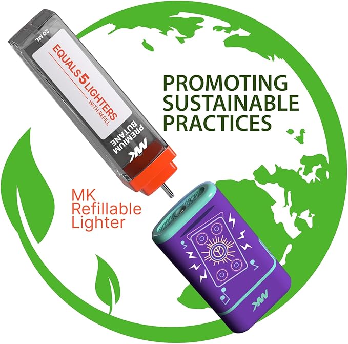 MK Lighter 5-Pack Torch Flame Pocket Lighters, Refillable and Multipurpose, Ideal for Candles, BBQ, Camping, and Everyday Use (EDM-Plur-5PC)