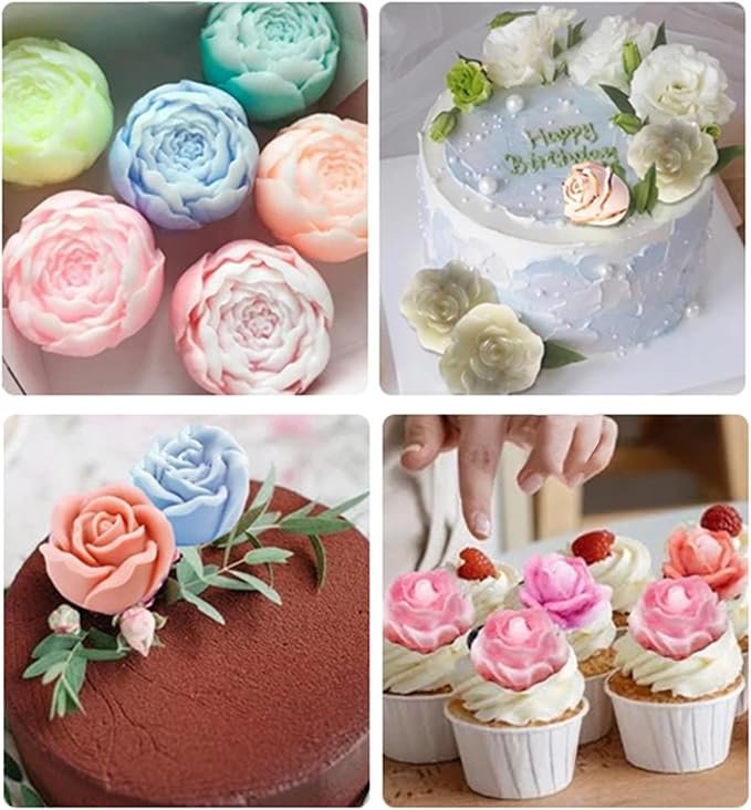 Flower Candle Resin Mold,Silicone Flower Mold for Candle Making 6Pcs 3D Rose Peony Valentine Mother Day Silicone Candle Mold for Soap Soy Wax Beeswax Resin Craft