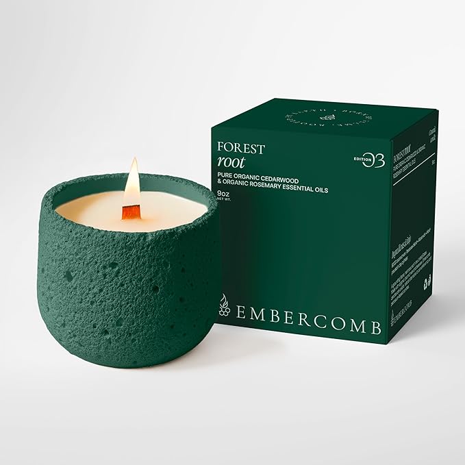 Forest Root, Beeswax Coconut Organic Clean-Burning Candle | Grounding Aromatherapy Cedarwood & Rosemary | Earthy Luxury Home Fragrance | Long-Lasting Slow Burn | Wood Wick, 9oz