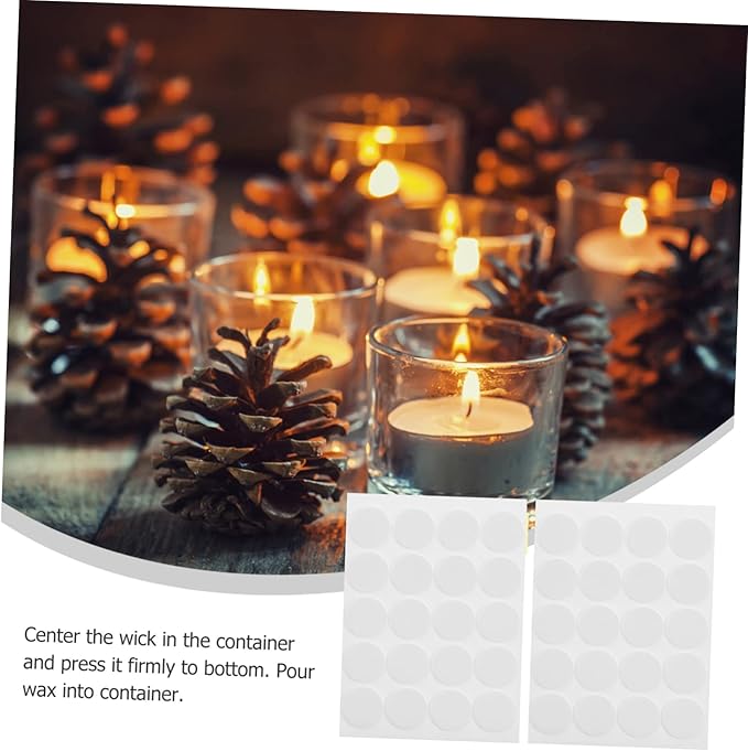 20pcs Double Sided Adhesive Candle Wick Stickers for Candle Making Essential Wick Dot Adhesive for Crafting