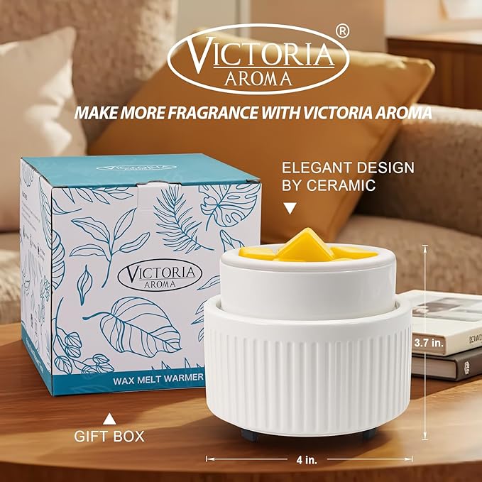 VICTORIA AROMA Ceramic Wax Warmer with Timer, Candle Wax Melter & Wax Burner for Scented Wax Melts, Electric Fragrance Wax Melt Warmer for Home Office Decor Ideal Gift