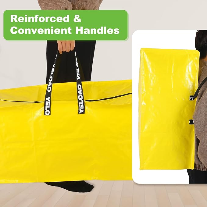 Ice Cream Moving Bags - 8 Pack Extra Large Heavy Duty Storage Bags With Zipper & Reinforce Handles | 29x14x13 Inch Moving Tote Bags Bulk For Clothing, Shoes, Travel