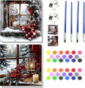 NEGEKFKX 2 Pack Christmas Paint by Numbers Kit for Adults Beginner with Framed,Deer Easy Adult Paint by Number Kits on Canvas DIY Painting for Beginners Art by Numbers for Home Wall Decor 10x10Inch
