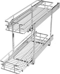 LOVMOR 2 Tier Individual Pull Out Cabinet Organizer 7.5" W x 21.5" D, Slide Out Kitchen Cabinet Storage Sliding Shelves