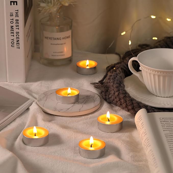 24 Packs Beeswax Tealight Candles, Pure Beeswax Tea Lights Candle, Natural Organic Tealights Candles Unscented Smokeless Clean Burning with 4 Hour Burn Time
