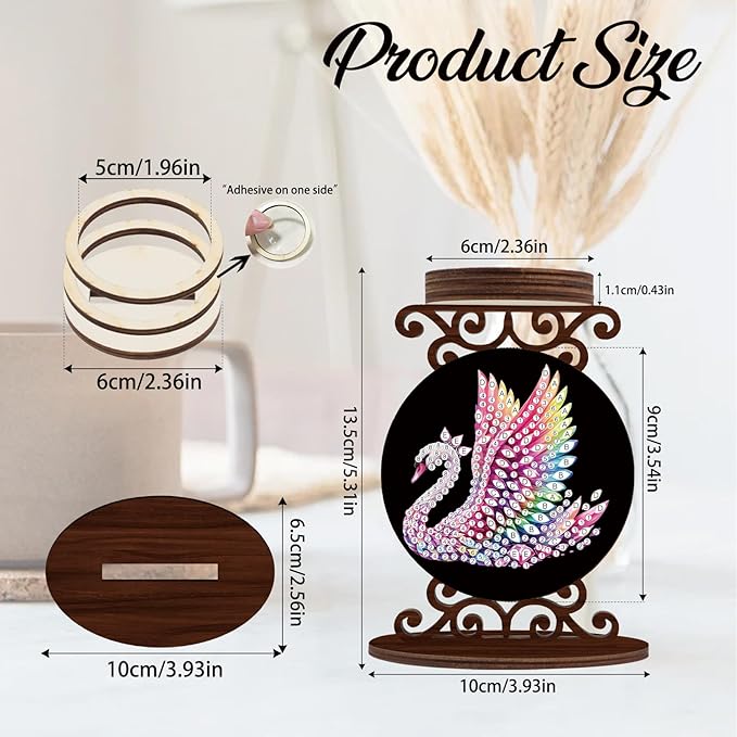 Diamond Art Kits for Adults Candlestick Holders Diameter 5cm Diamond Painting Candle Holder Candle Sticks Holder Decor for Pillar Candles for Halloween Decorations Swan