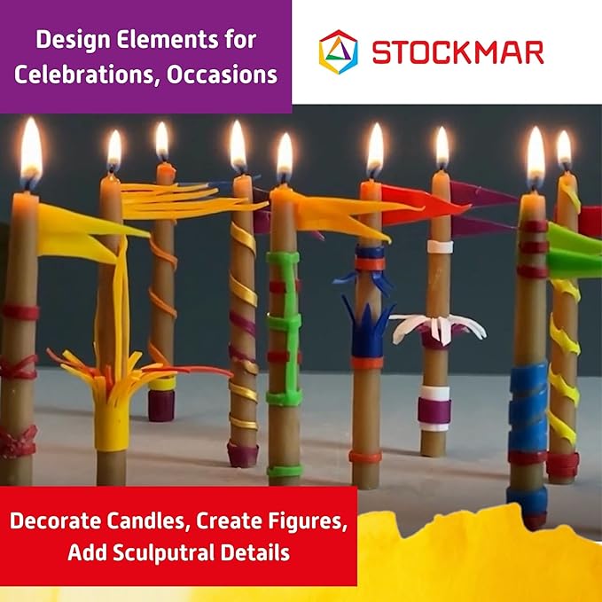 Stockmar Decorative Beeswax Sheets – 12 Assorted Colors for Candle Decorating, DIY Craft Projects, Wax Modeling, Handmade Crafts, Art Supplies, Scrapbooking, Holiday Decorations