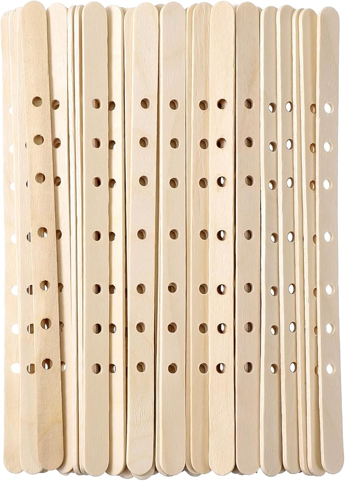 Wooden Candle Wick Holders 50 Pcs 7 Holes Wick Centering Devices Candle Multiwick Bars Candles Making Bars Wax Stick Clips Center Tool for DIY Wax Crafting Material Supplies