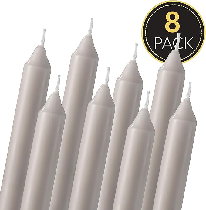 Straight Beige Candlesticks - Pack of 8 6" Beige Candles - 5 Hour Long Burning Candles for Emergency, Chime, Wedding, and Home Decoration
