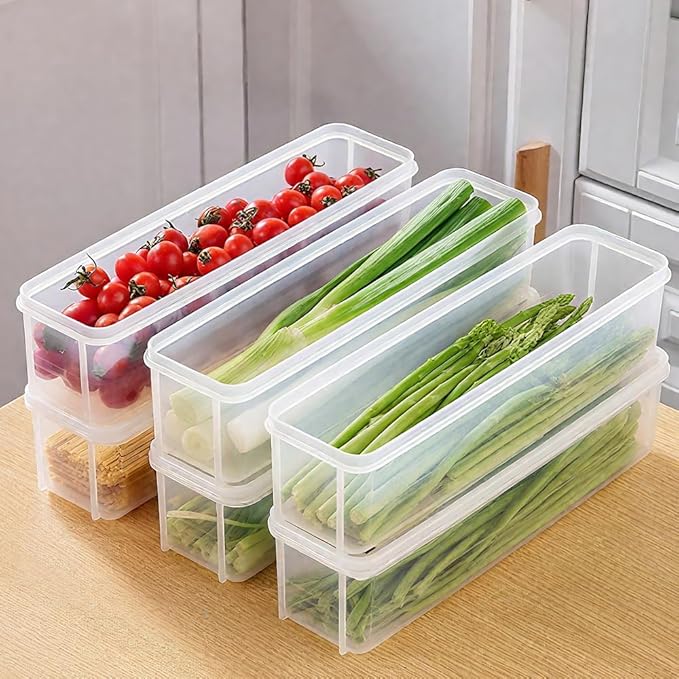 Storage & Crisper Boxes, 2025 New Durable Food Storage Containers, Stackable Refrigerator Organizer for Kitchen, Airtight Food Box with Lids, Fresh-Keeping Container Suitable (Green, 5pcs)