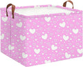 Collapsible Kids Toys Bin, Cute Baby Storage Bin, Books Box, Gift Basket (Pink Full Love)