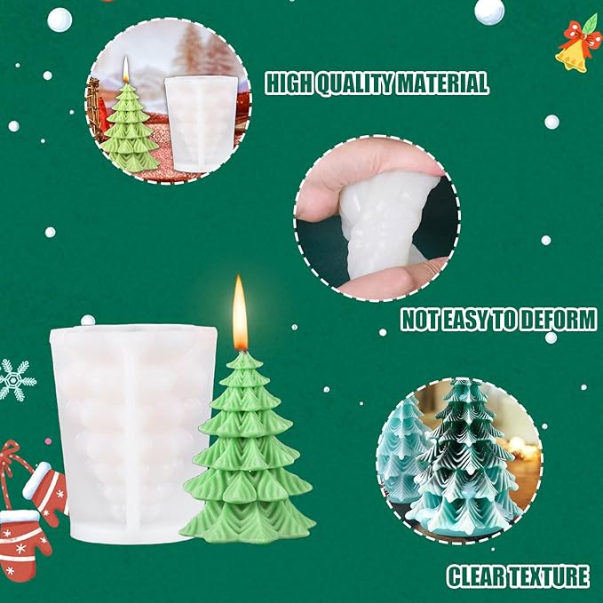 Elk Candle Moulds for Candle Making, Deer Pattern Pillar Candle Mold, Christmas Reindeer Silicone Mold for Soy Wax Candle, Aromatherapy Candle, Gypsum, Plaster, Home Decor (Xmas Tree)