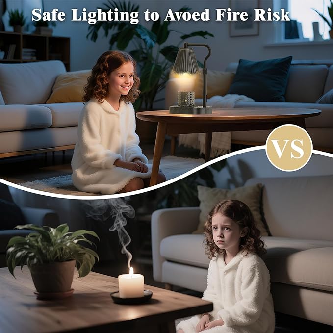 Candle Warmer Lamp with Timer & Dimmable 4-Level Brightness - Adjustable Height,for New Home Bedroom, Gifts for Women (Black)