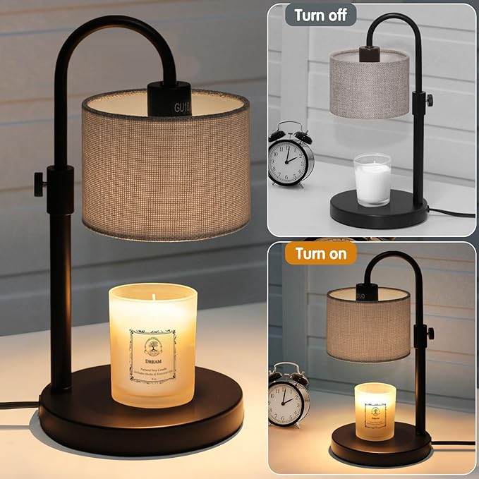 FINCMY Candle Warmer Lamp with Timer, Dimmable Candle Wax Warmer Candle Lamp with 2 Bulbs, House Warming Gifts Birthday Gifts for Women Bedroom Home Decor (Gray-Upgraded)