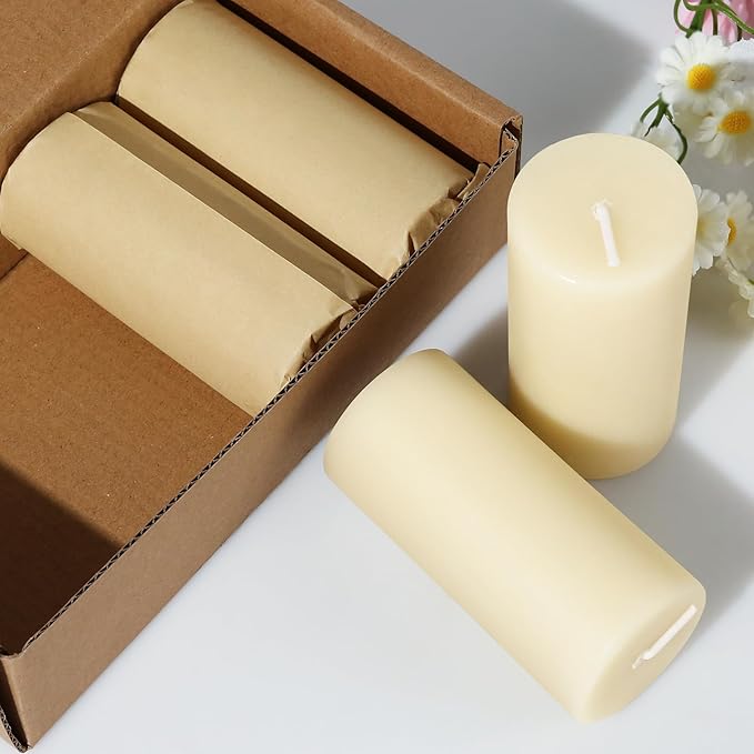4 Pack Beeswax Pillar Candles,172 Hours Long Burning Pure Off-White Beeswax Candles,Unscented Bees Wax Candle for Home,Prayer,Dripless Smokeless Organic 100% Bees Wax Candle Bulk 2x4in