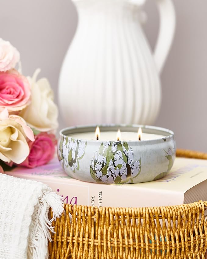 M&SENSE Wild Orchid Scented Candles, Large 3 Wick Soy Tin Candle, Over 40 Hour Burning Time, 100% Natural Vegan Wax, Relaxing Aromatherapy Aesthetic Candle Gift for Women and Men