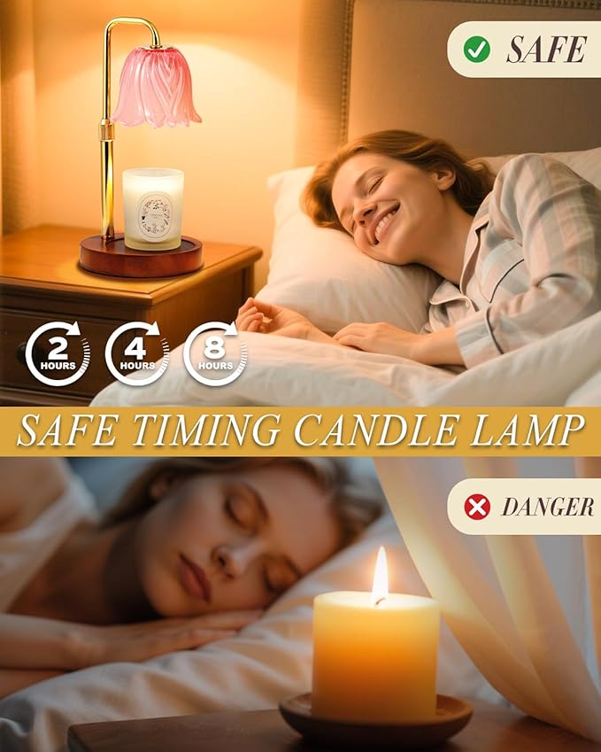 Funslive Flower Candle Warmer Lamp with Timer Dimmable, Candle Warming Light Height Adjustable, Birthday Gifts for Women, Candles Warmer Light for Jar Candles, House Warming Gifts New Home Decor