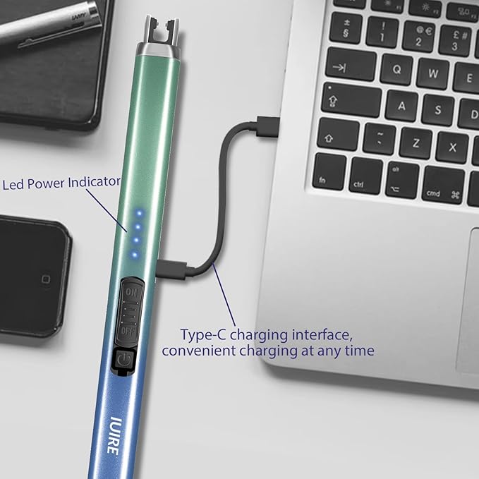 Electric Candle Lighter with Flashlight USB C Rechargeable Arc Lighters for Candles Windproof Plasma for Camping BBQ Stove Home Emergency with Safety Switch LED Battery Display