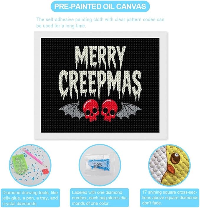 AIVKIEJK Diamond Painting Kits for Adults - Halloween & Christmas Gothic Ghost Christmas Painting DIY 5D Full Drill Diamond Dots Paintings with Diamonds Gem Art and Crafts Home Decor 16"x20"