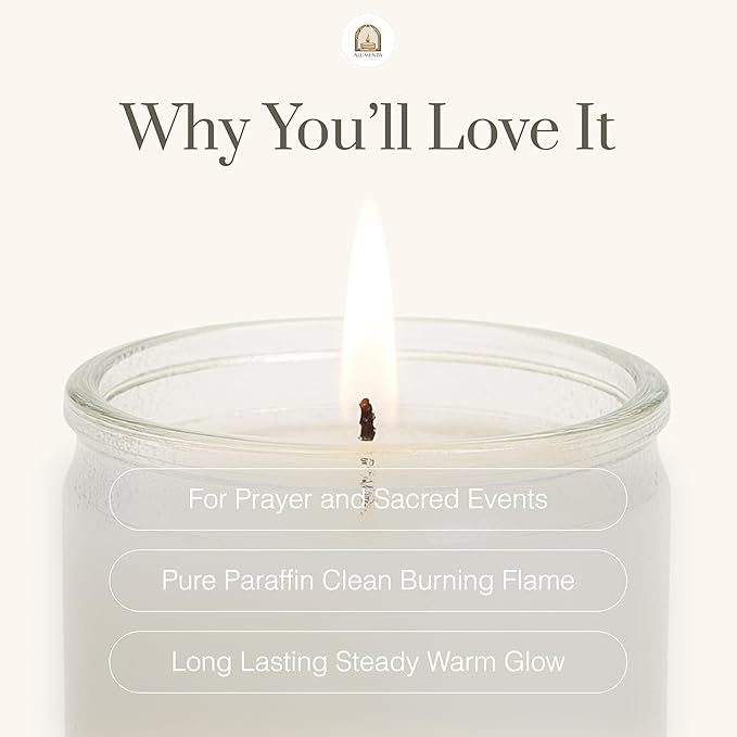 Bulk 6 Pack White 7 Day Candles in Glass Jar – Paraffin Wax, Clean Burning Unscented | Large & Tall Devotional Prayer Pillar Candle for Home, Memoria, Spells, Long Lasting