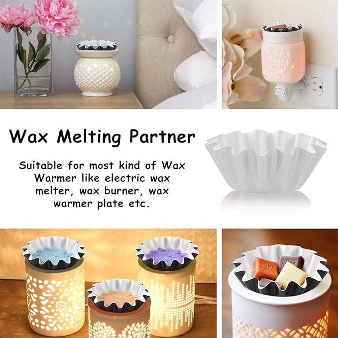 50 Wax Melt Warmer Liners, Scented Wax Melt Cups for Plug in Wax Warmer, Electric Wax Melter, Candle Warmer Plate, and Wax Burner, Reusable and Leakproof for Any Scented Wax Cubes