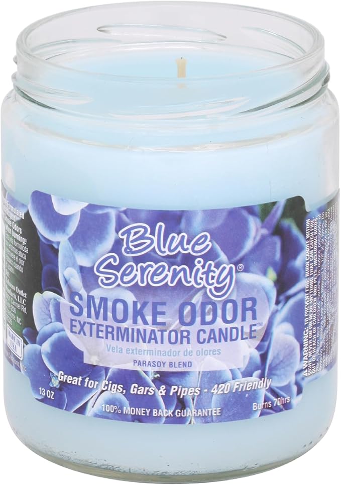 Smoke Odor Exterminator 13oz Jar Candle, Blue Serenity
