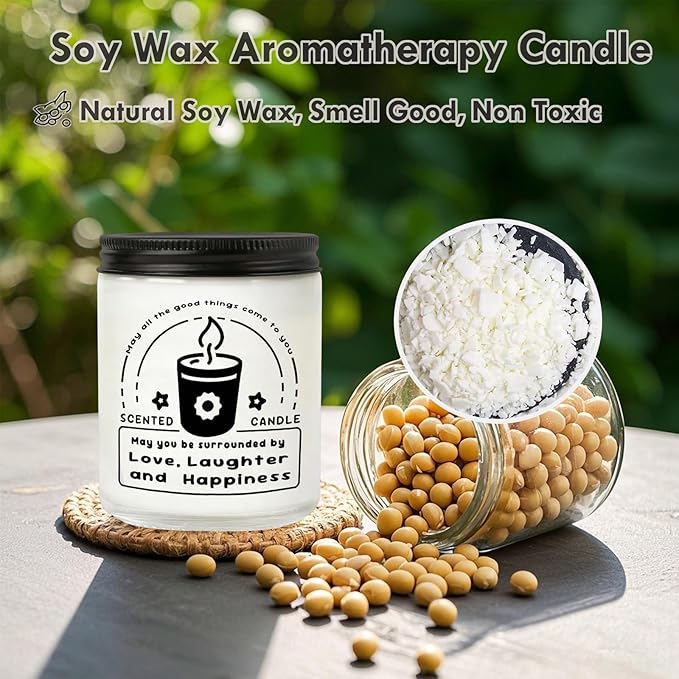 Scented Candles, Lavender Eucalyptus Candles for Home Scented, 7oz Soy Wax Aromatherapy Candle, Calming Candle, Birthday Gifts for Women & Men (May All the Good Things Come to You, Black)
