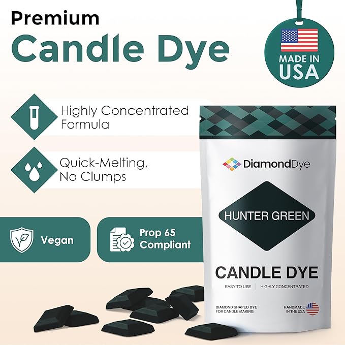 Hunter Green Candle Dye - Made in The USA - Premium Colorants - Highly Concentrated - Popular Colors for Paraffin or Soy Wax - Great for Professionals or Hobbyist - 25 Dye Chips