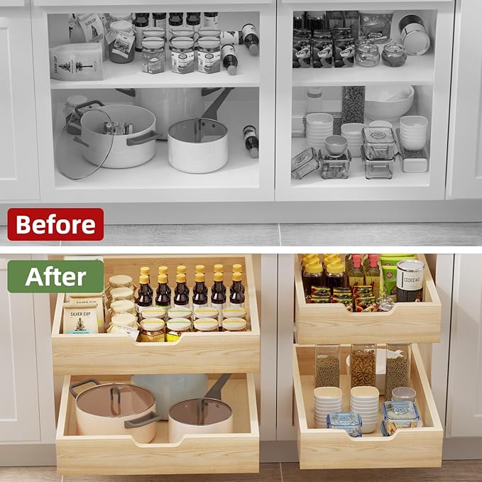 Pull Out Drawers for Cabinets, 22½” W x 21” D Soft Close Slide Out Drawers for Kitchen Cabinets, Cabinet Pull Out Shelves Requires At Least 23.5” Cabinet Opening