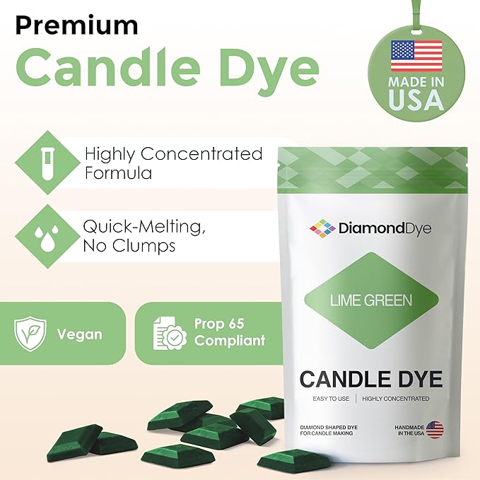 Lime Green Candle Dye - Made in The USA - Premium Colorants - Highly Concentrated - Popular Colors for Paraffin or Soy Wax - Great for Professionals or Hobbyist - 50 Dye Chips