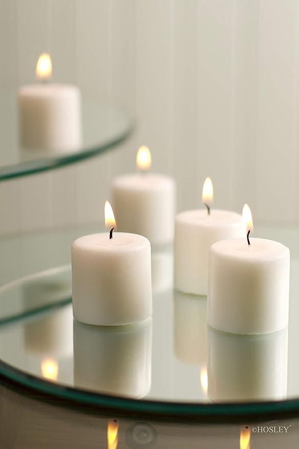 Hosley Set of 30 Unscented Ivory Votive Candles – Bulk Pack, Clean-Burning, Long-Lasting 10-12 Hour Burn Time – Ideal for Weddings, Home Décor, Spa, and Events