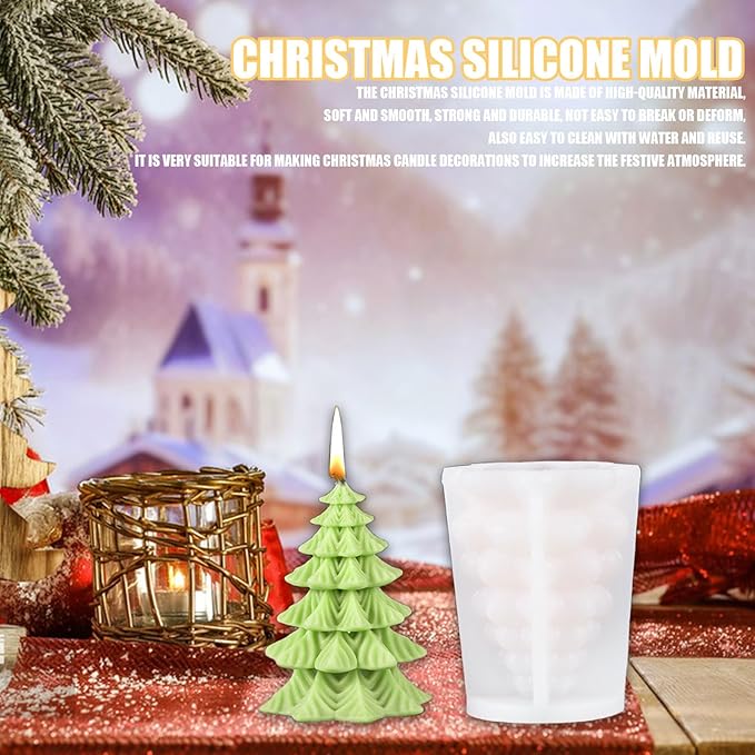 Elk Candle Moulds for Candle Making, Deer Pattern Pillar Candle Mold, Christmas Reindeer Silicone Mold for Soy Wax Candle, Aromatherapy Candle, Gypsum, Plaster, Home Decor (Xmas Tree)