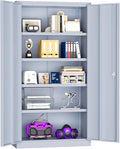 Superday Metal Storage Cabinets, 72" Storage Cabinet with Locking Door, Tall Garage Cabinet with 2 Doors and 4 Adjustable Shelves for Home Office, Classroom, Easy Assemble(Grey)