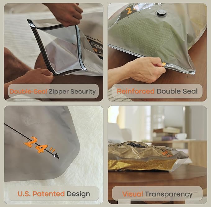 Vacbird 15 Pack 28" Vacuum Bags for Storage - No Pump, Compact & Airtight