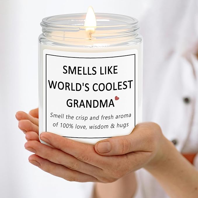 Grandma Gifts, Mothers Day Gift for Grandma from Grandchildren Granddaughter Grandkids, Smells Like World's Coolest Grandma Lavender Candles