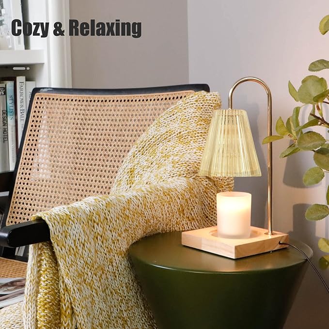 Candle Warmer Lamp with Timer, Vintage Electric Candle Lamp Warmer, Mothers Day Presents for Mom, House Warming Decor, Dimmable Candle Melter for Scented Wax, Amber